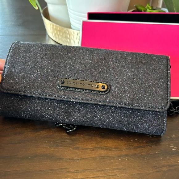 Juicy Couture black glitter wallet on a chain - Picture 1 of 6
